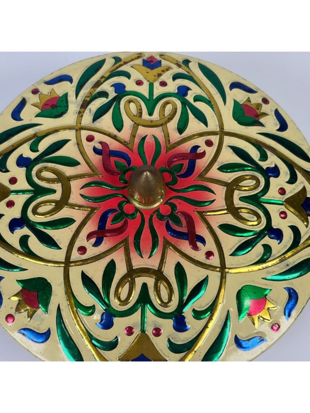 Vintage Metal Candy Biscuit Tin Tulip Ribbon Pattern Decorative Made in Holland - Picture 3 of 8
